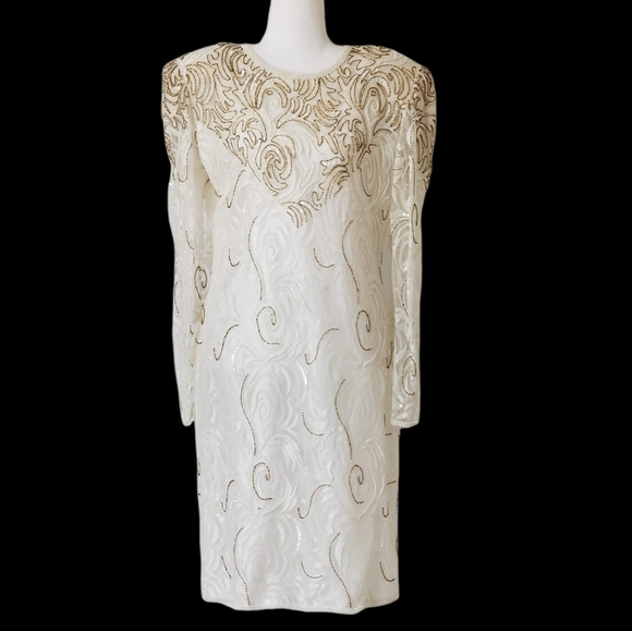 Lawrence Kazar Dresses & Skirts - Lawrence Kazar 1980’s beaded and sequin dress Sz M